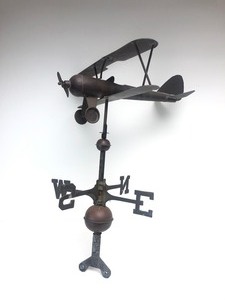 lot 167 image: Large Vintage Copper Biplane Directional Weathervane