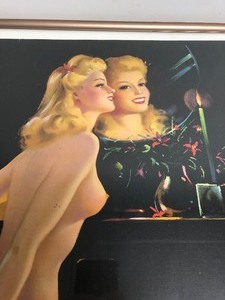 lot 310 image: Large Orig Vintage 1940s Pinup Print - Reflection