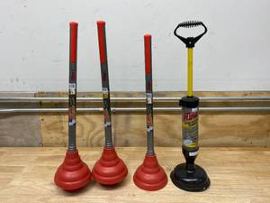 lot 52 image: LIQUID PLUMBER Lot of 4-  Toilet Plungers