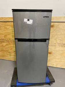lot 62 image: MAGIC CHEF 4.5 cu. ft. 2 Door Mini Fridge in Stainless Look with Freezer