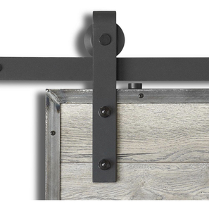 lot 72 image: COLONIAL ELEGANCE 98-38 in. X 11 in. Barn Rail Sandy Black Steel Sliding Door Hardware Kit