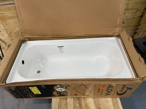 lot 77 image: BOOTZ INDUSTRIES Aloha 60 in. Left Drain Rectangular Alcove Soaking Bathtub in White