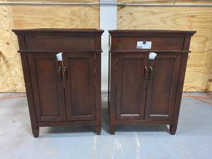 lot 81 image: HOME DECORATORS COLLECTION Lot of 2-  Ashburn 24 in. W Bath Vanity Cabinets Only in Mahogany