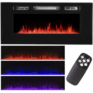 lot 109 image: EXTREMEPOWERUS 40 in. 5,100 BTU Recessed In-Wall Electric Heater Smokeless Fireplace with 3-Changeable Flame Color and Remote Control