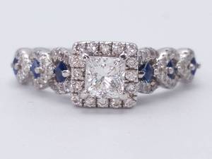 lot 2 image: Vera Wang 2.00 Carat Diamond and Sapphire Ring and Band Set in 14k White Gold $5199