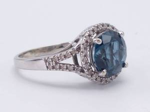 lot 20 image: Breathtaking London Blue Topaz and White Sapphire Estate Ring in White Gold $1599 Retail