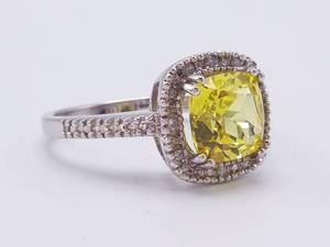 lot 25 image: Yellow Topaz and Diamond Estate Ring in White Gold $1375 Retail