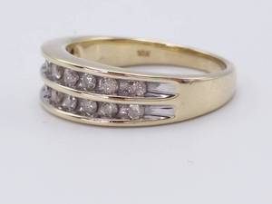 lot 27 image: Diamond Two Channel Estate Ring in Yellow Gold $1799 Retail
