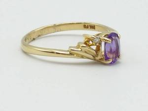 lot 14 image: Amethyst and Diamond Estate Ring in 14k Yellow Gold