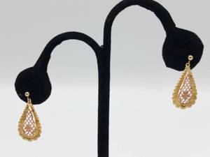lot 16 image: Pair of 14k Yellow Gold Estate Dangle Earrings $650 Retail