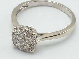 lot 39 image: Very Fine 1 Carat Diamond Cluster Dinner Ring in 14k White Gold $2799 Retail
