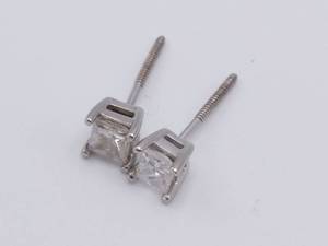 lot 8A image: 14 Carat Diamond Screw Back Stud Earrings in 14k White Gold $1250 Retail