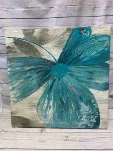 lot 11 image: White & Turquoise Painting 24 x 24