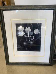 lot 12 image: White Tulips Artwork Approx 25 x 38