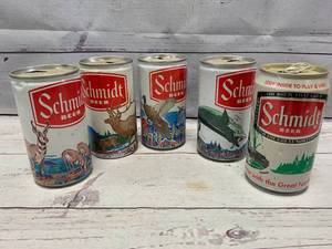 lot 45 image: Lot of 5 Schmidt Wildlife Beer Can