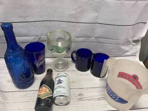 lot 48 image: Vintage Blue Glass & Bottles