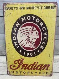 lot 76 image: Indian Motorcycle Metal Sign Approx 8 x 12