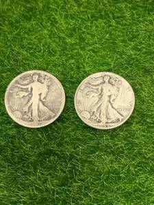 lot 98 image: Lot of 2 Walking Liberty Half Dollars