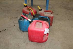 lot 44 image: Lot of (5) Plastic GasDiesel Cans