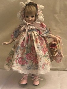 lot 35 image: Paulines Doll with Wooden Stand- Summer Day