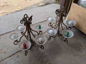lot 533 image: Lot of 2 Chandeliers with Frosted Glass Shades