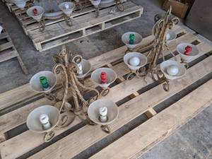 lot 536 image: Lot of 2 Chandeliers with Frosted Glass Shades
