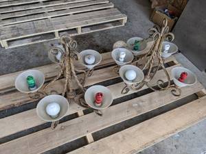 lot 539 image: Lot of 2 Chandeliers with Frosted Glass Shades