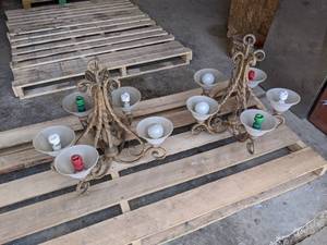 lot 541 image: Lot of 2 Chandeliers with Frosted Glass Shades