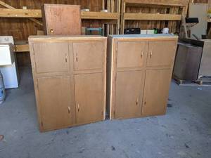 lot 593 image: (2) Wood Garage Cabinets