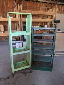 lot 595 image: (2) Green Metal Shelves