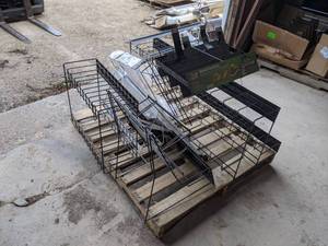 lot 678 image: Pallet of Wire Shelving, Peg Hook Accessories, and More