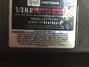 lot 49 image: Craftsman Bench Grinder