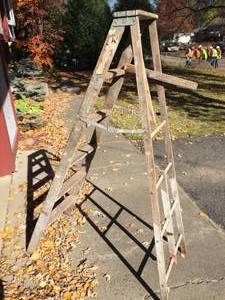 lot 75 image: 66 Inch Wooden Stepladder