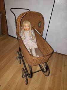 lot 46 image: Antique Doll Buggy & Doll