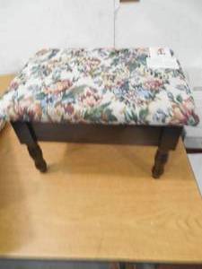 Cream and Cherry Accent Foot Stool