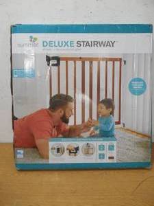 Summer Deluxe Stairway Simple to Secure Wood Gate, 30-48 Inch Wide