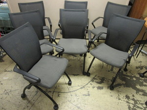 HAWORTH FOLDING OFFICE CHAIRS, ON CASTERS