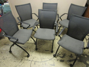 HAWORTH FOLDING OFFICE CHAIRS, ON CASTERS