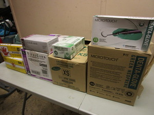 CASES OF MEDICAL GLOVES, INCLUDING NEO-PRENE DENTA-GLOVE, LATEX EXAMINATION GLOVES,  MORE
