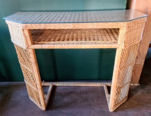 lot 78 image: Glass Topped Wicker Desk And Chair