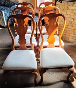 lot 93 image: Set of Six Wood Dining Chairs
