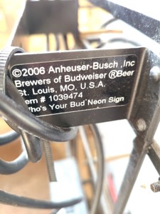 lot 125 image: Budweiser Whos Your Bud Neon Sign