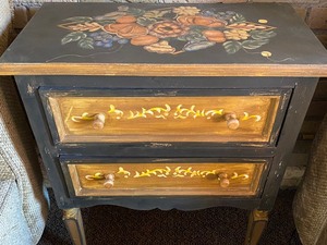 lot 15 image: Decorative Painted Two-Drawer Dresser