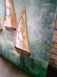 lot 74 image: Canvas Sailboats Painting