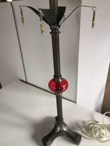 lot 191 image: Ornate Glass and Brass Table Lamp