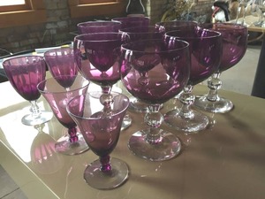 lot 202 image: Glassware Lot- Purple Stemware