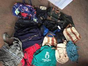 lot 211 image: Huge Lot of Bags w Plastic Storage Bin