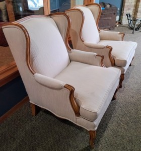 lot 55 image: Pair of Cream Upholstered Armchairs