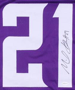 lot 8 image: Mike Hughes Signed Vikings Purple Jersey (TSE COA)