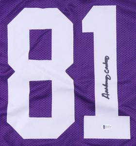 lot 24 image: Anthony Carter Signed Vikings Purple Jersey (Beckett Hologram)